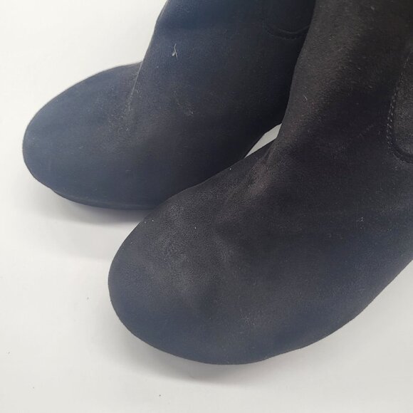 TORRID Womens 9 Wide Black Stretch Platform Over Knee Boot Faux Suede Goth Laces - Picture 13 of 14